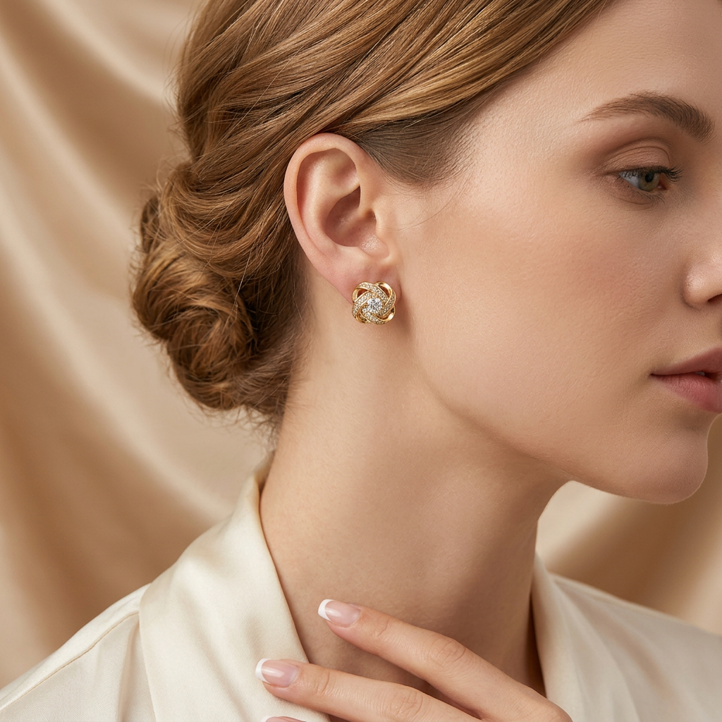 Σκουλαρίκια με Ζιρκόνια σε Χρυσό