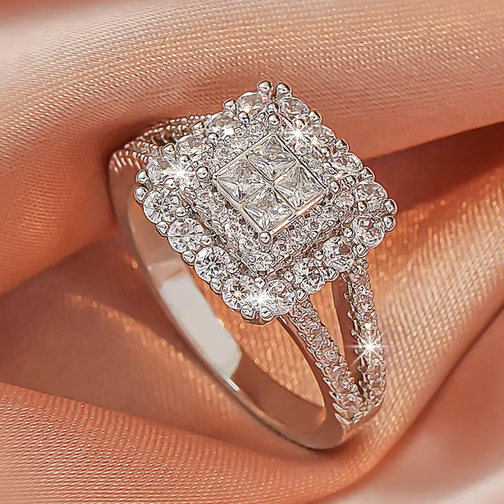 Λαμπερός Ασημένιος Δακτυλίδι με Κύβους